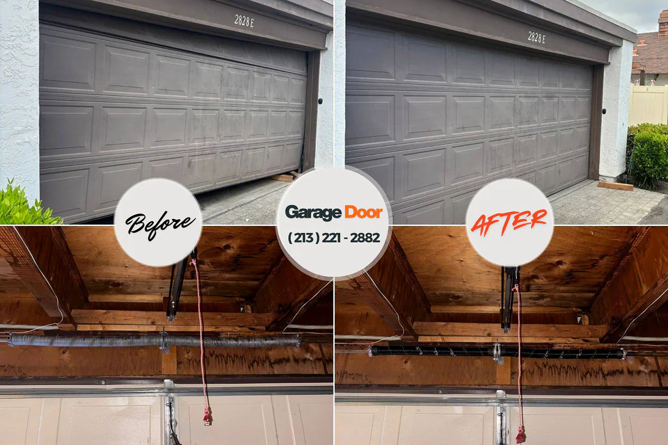 Before and after: garage door repair Posen, IL